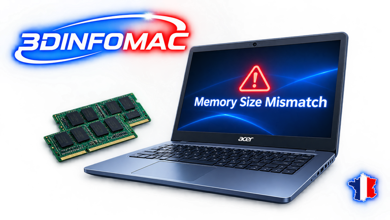 Memory Size Mismatch La mémoire détectée correspond pas configuration 