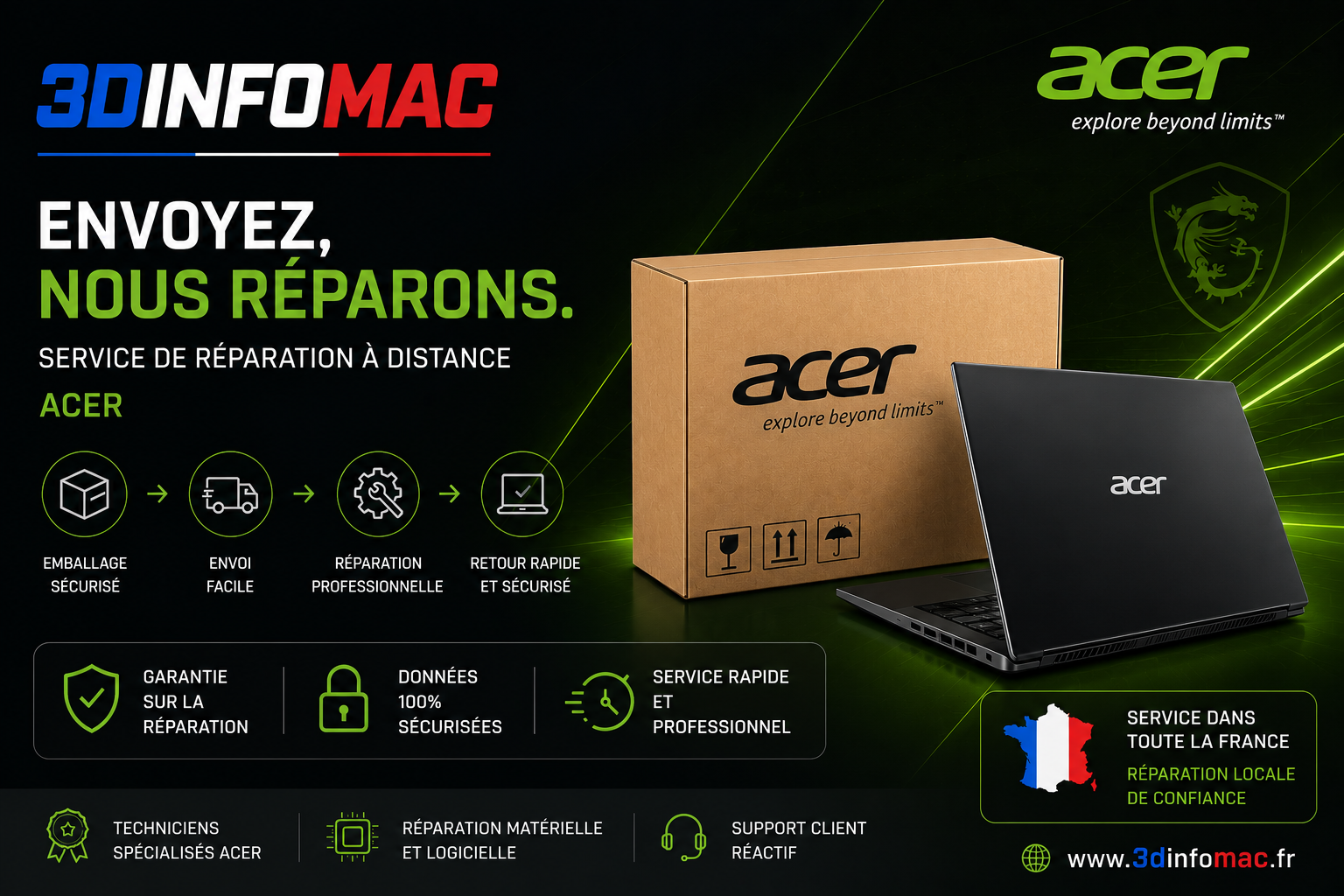 Réparation ACER par correspondance en France