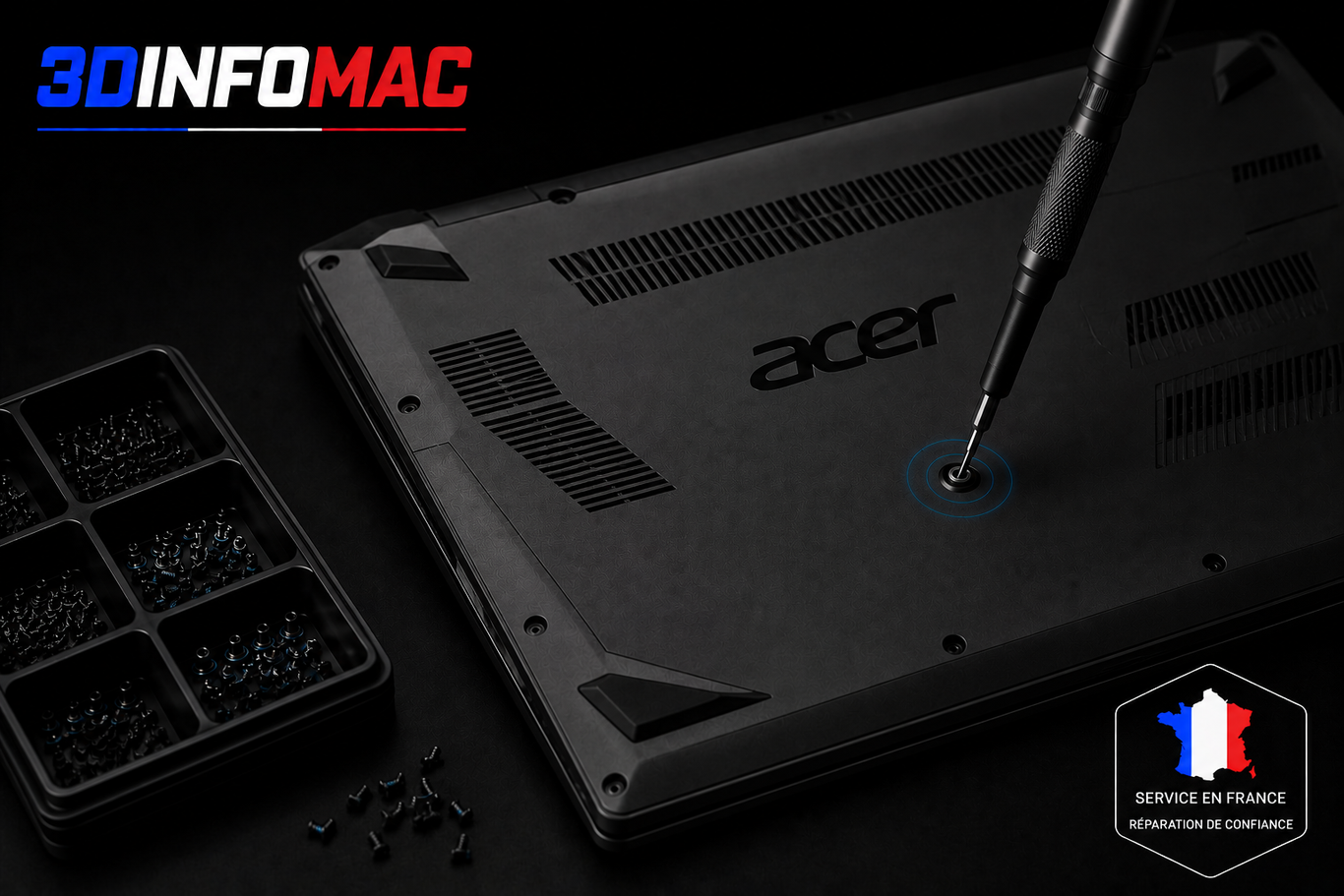 Réparation et remplacement des vis Acer chez 3DINFOMAC