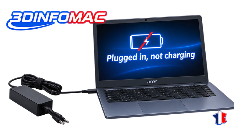 Plugged in, not charging Ordinateur branché mais batterie non chargée