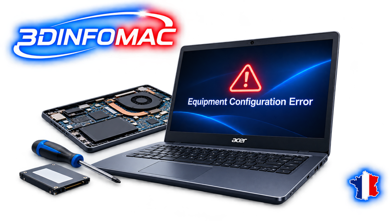 Erreur de configuration matérielle, Configuration du BIOS ou du matériel incorrecte