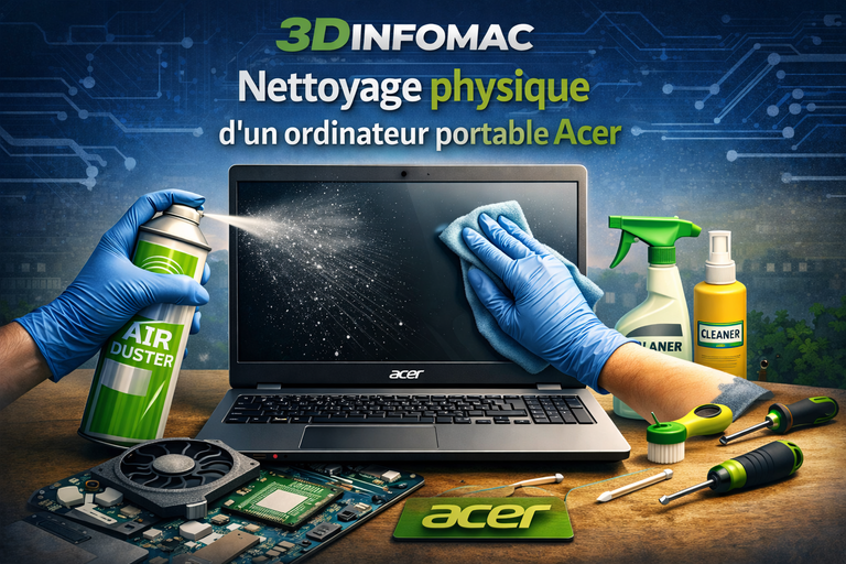 Nettoyage physique d'un ordinateur portable acer