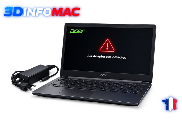 AC Adapter not detected Adaptateur secteur non détecté ou mal reconnu