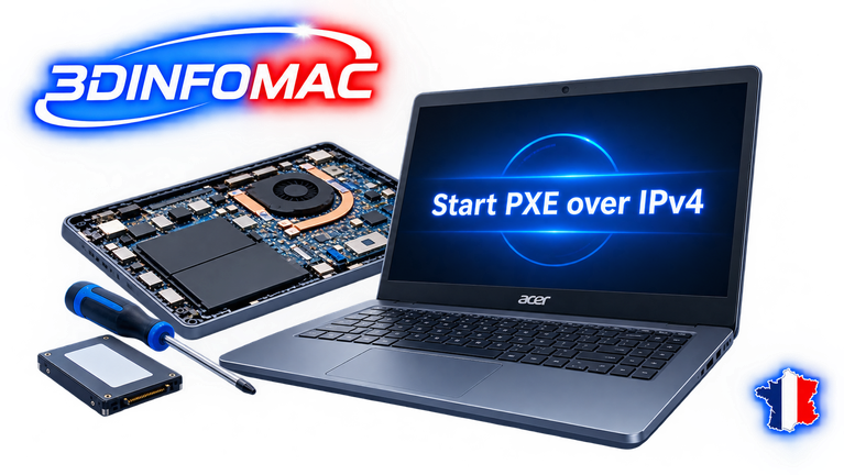 Start PXE over IPv4 L’ordinateur tente de démarrer sur le réseau