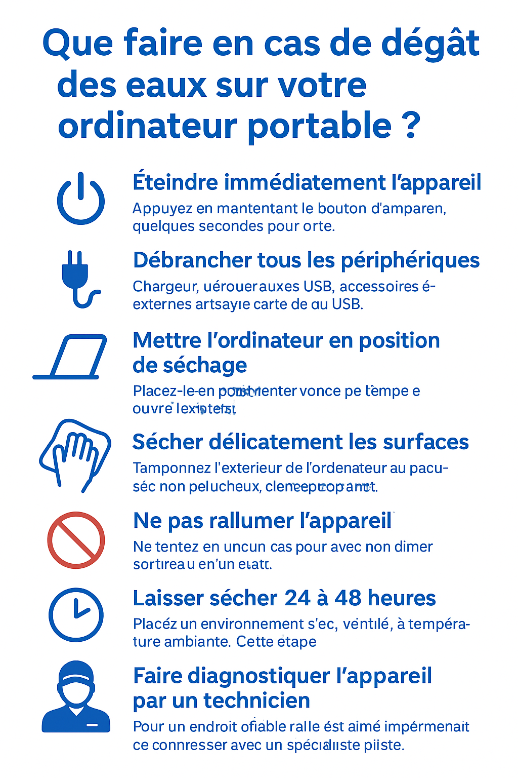 L'oxydation intervient lorsque qu'un liquide est versé sur votre matériel